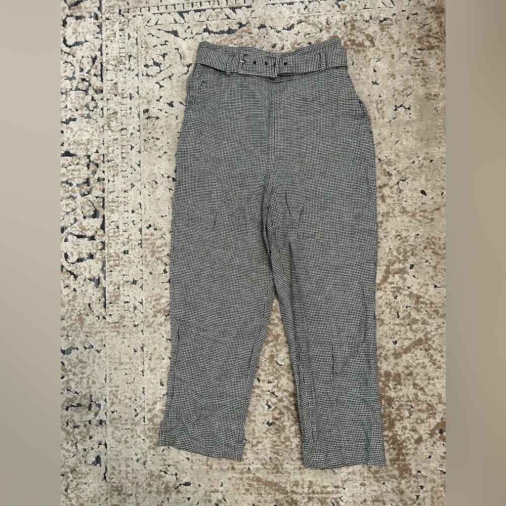 Super High Waisted Cropped Zara Gingham Trousers
